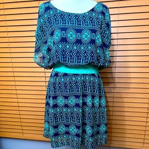 Navy blue/teal shear summer dress Sz:L